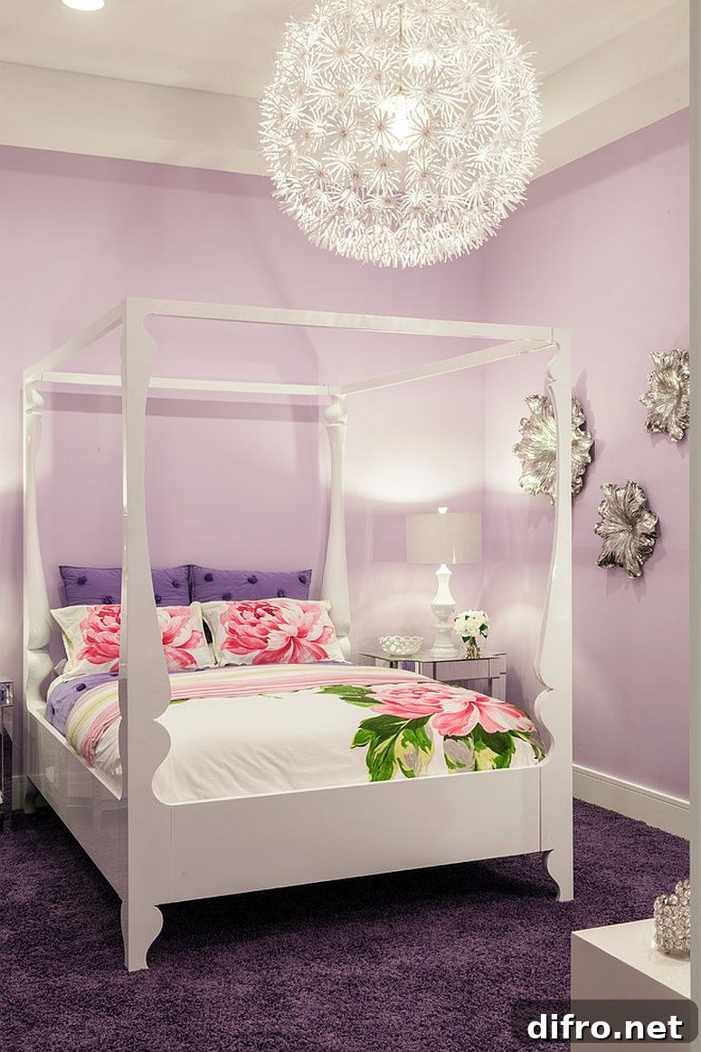 Glam teen bedroom in violet