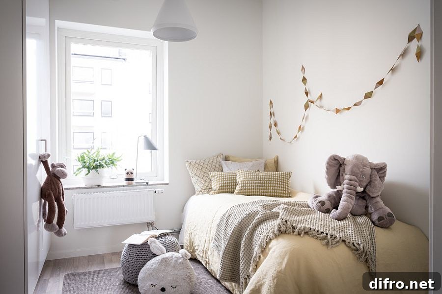 Scandinavian-style kids' room in white