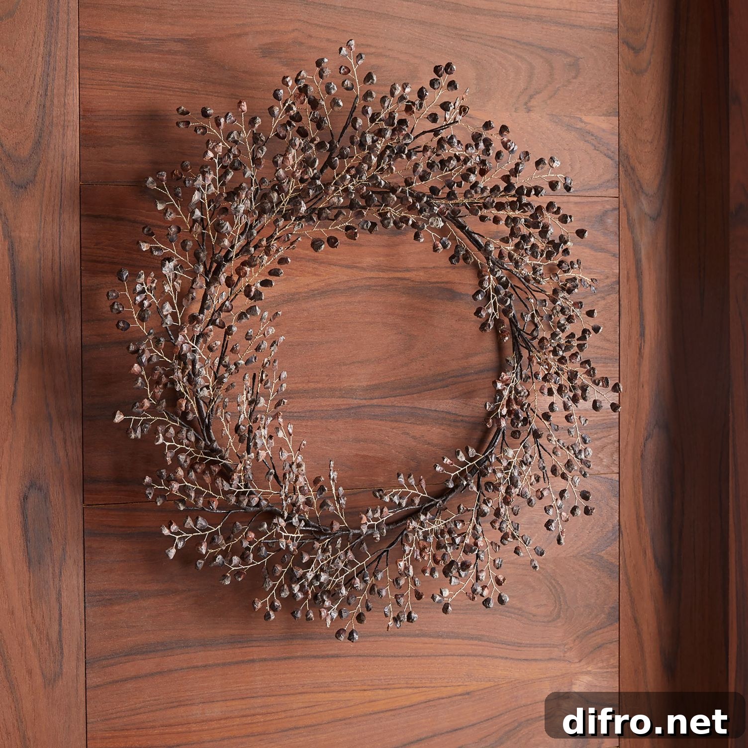 Brown pine chip wreath