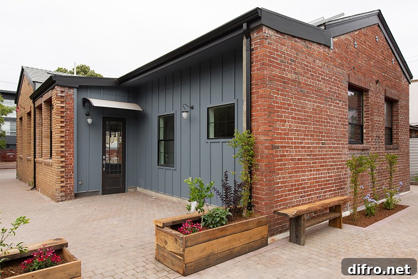Exterior detail combining historic and new elements