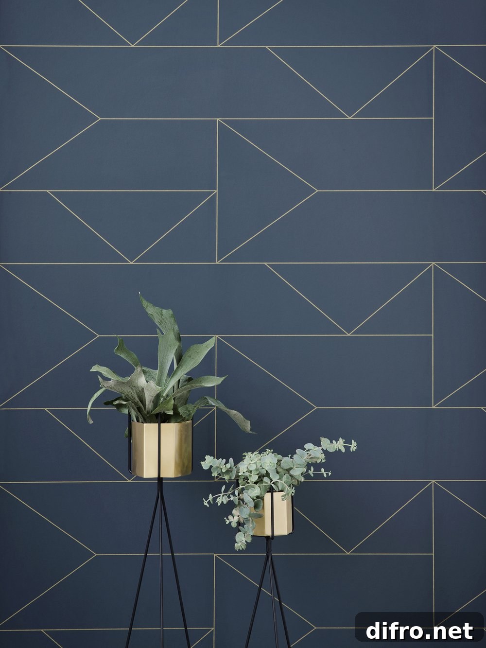 dark navy cool wallpaper with gold geometric pattern
