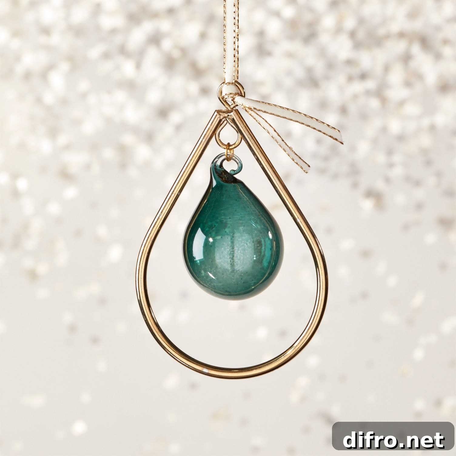 Teal teardrop ornament