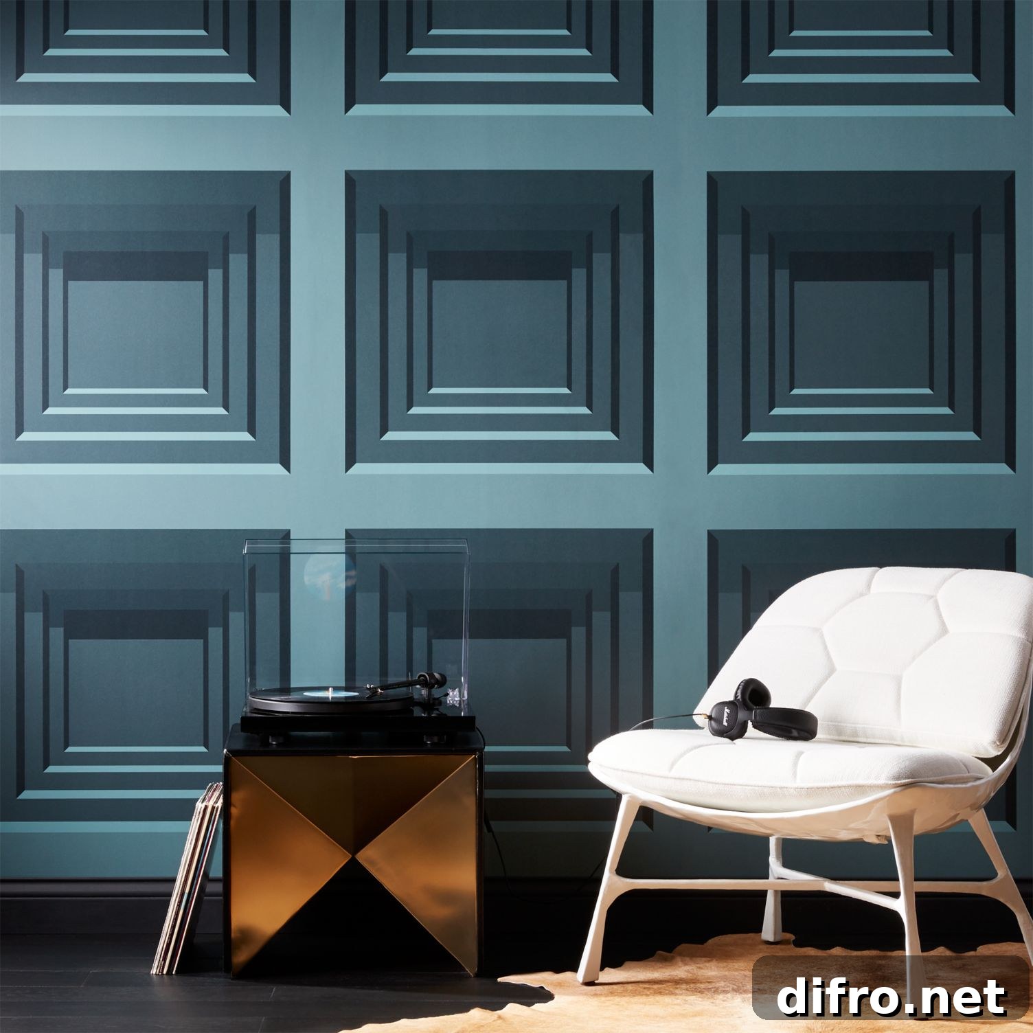 Teal geometric wallpaper