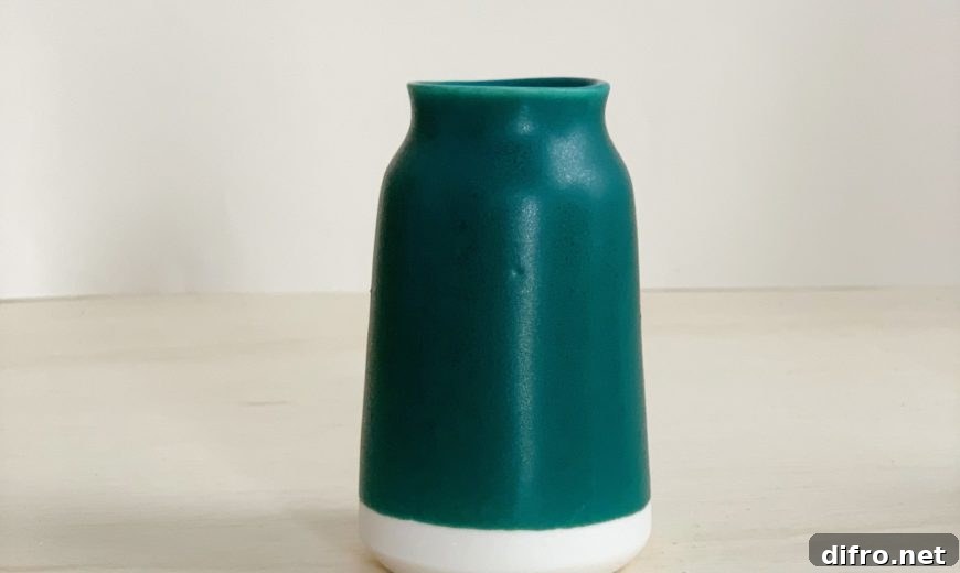 Teal milk bottle vase