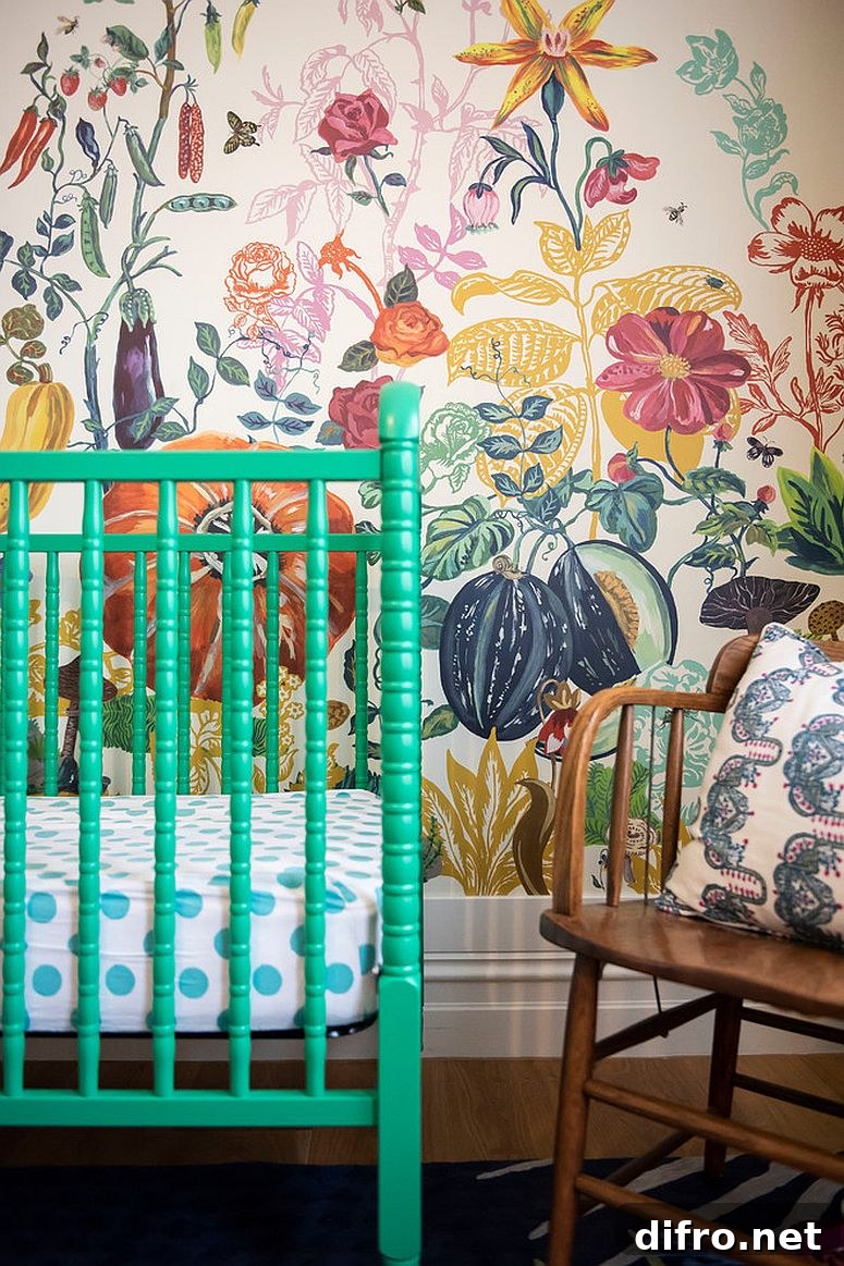Colorful, patterned nursery backdrop