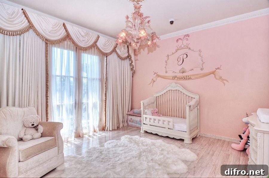 Pretty pink girl's nursery with Mediterranean style