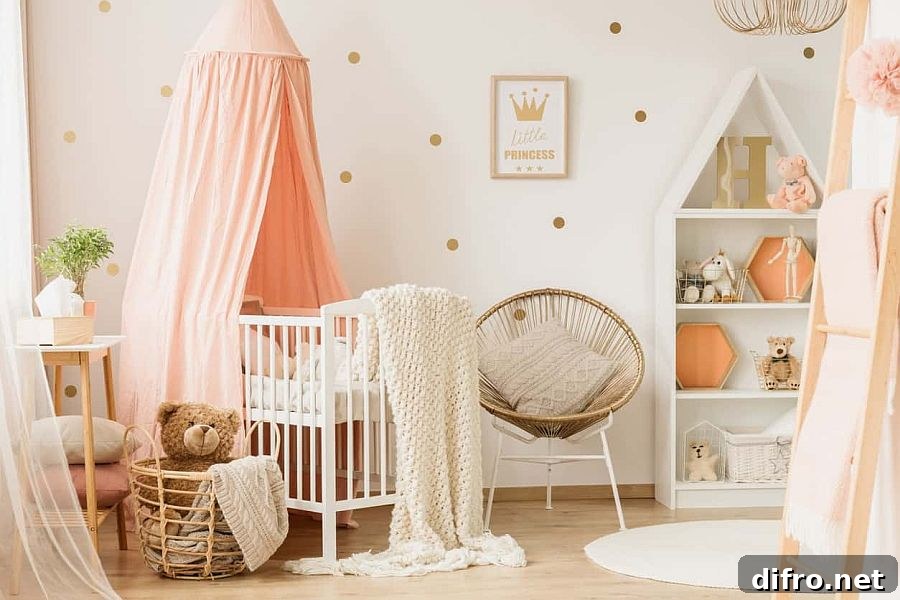 Pinks and whites with whimsical charm in a nursery