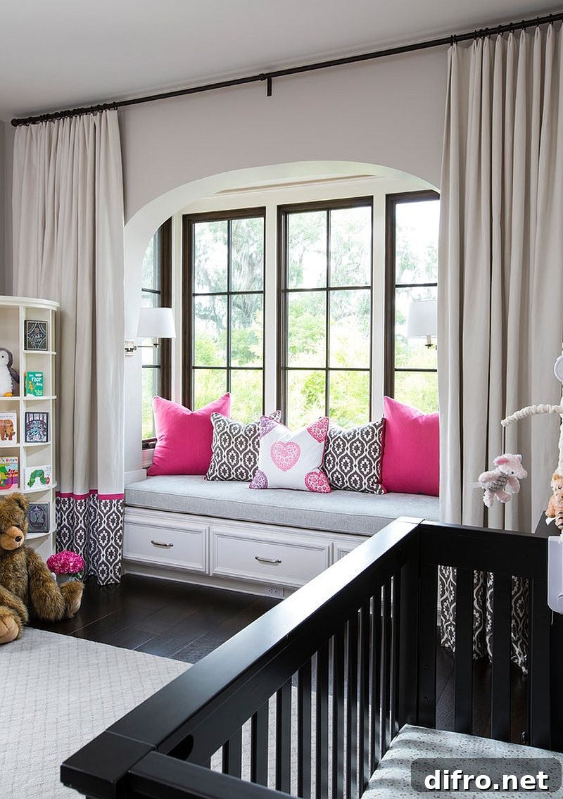 Nursery with window seat and storage