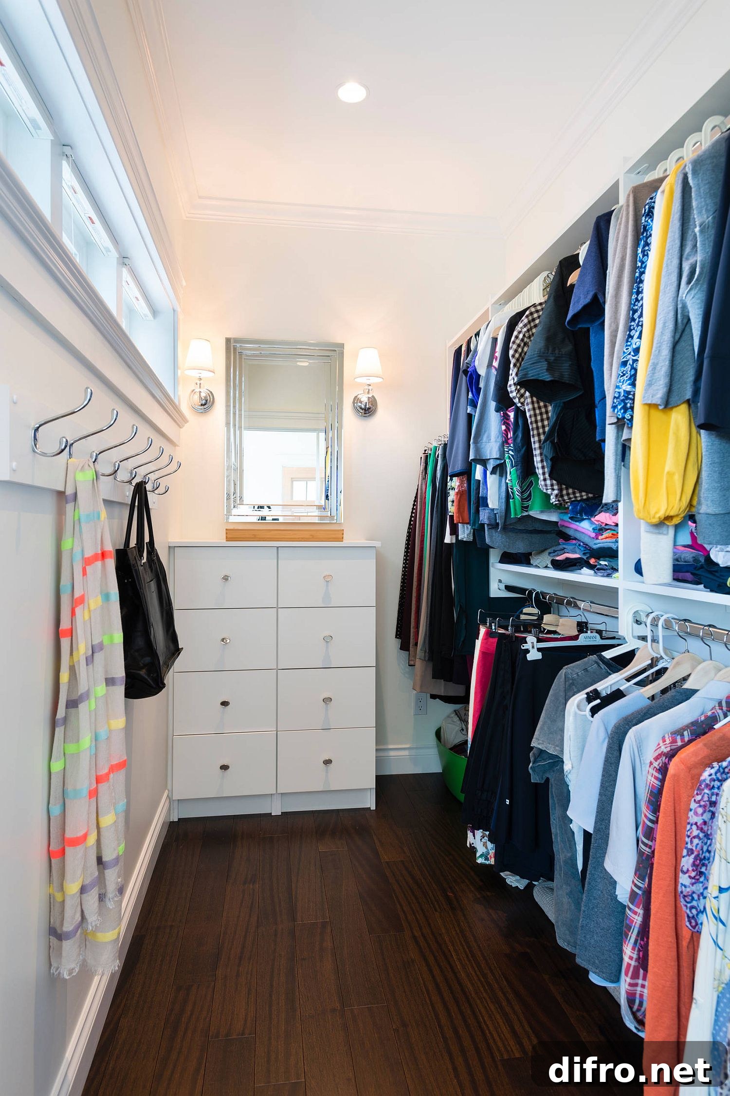 Well-lit small closet