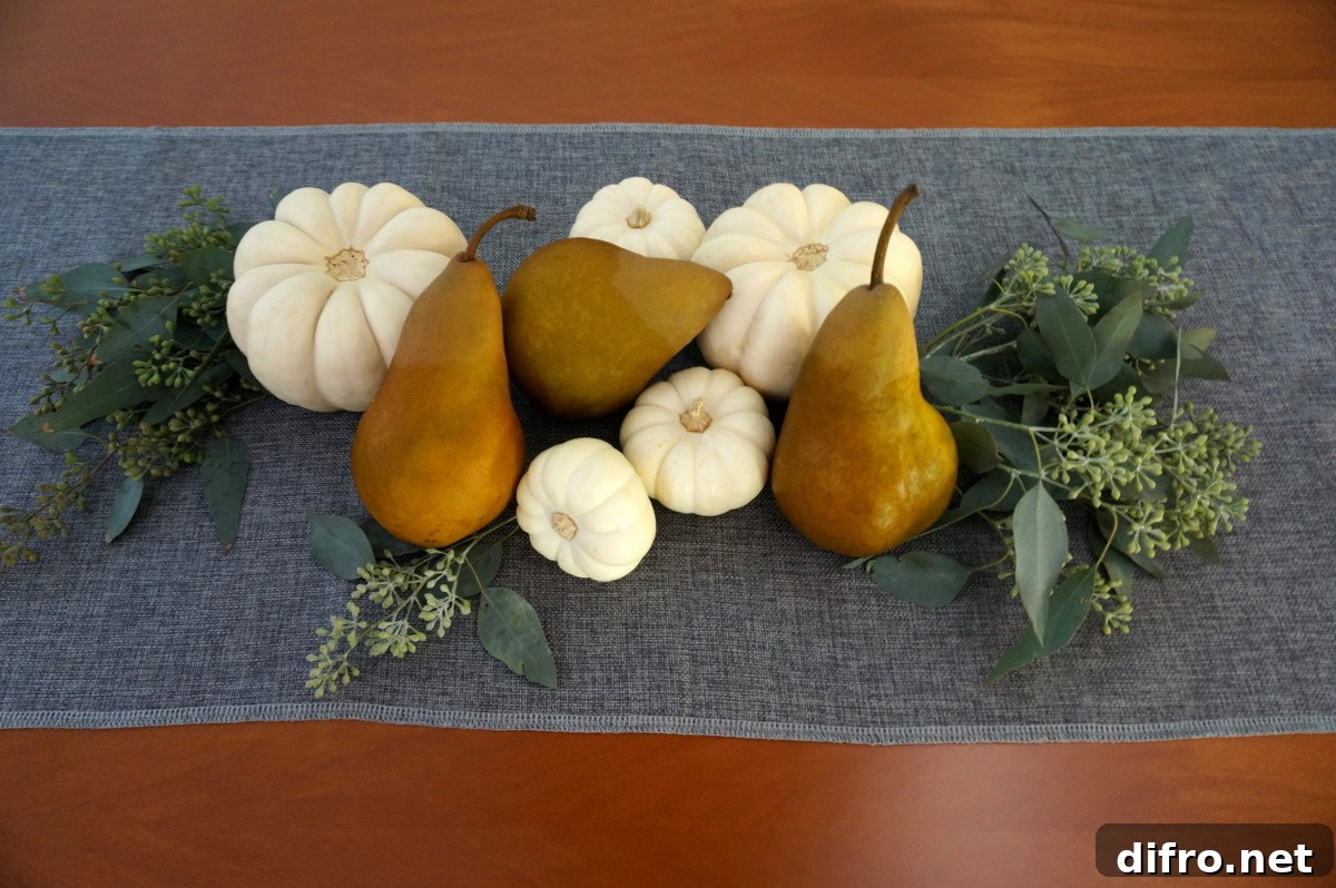 Create your own beautiful Thanksgiving centerpiece that includes seeded eucalyptus