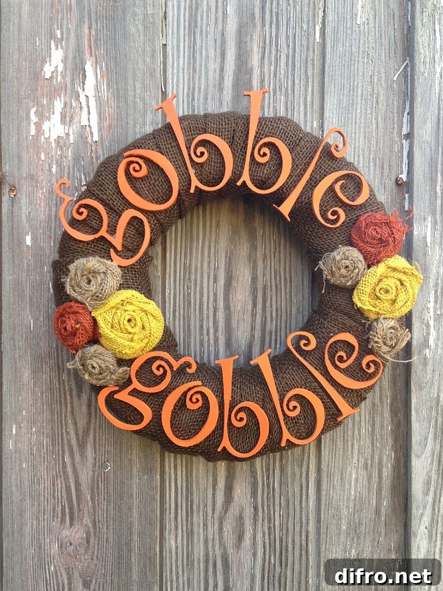 Gobble Gobble Thanksgiving wreath that instantly steals the spotlight