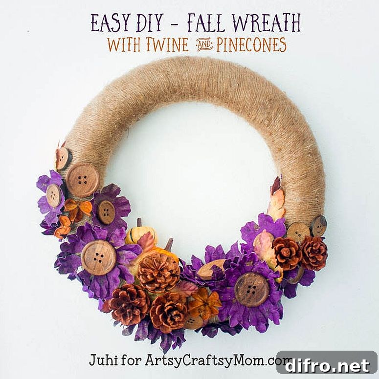 Twine and pinecones fall wreath idea