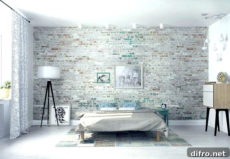 Subtle brick wallpaper for texture while preserving color scheme