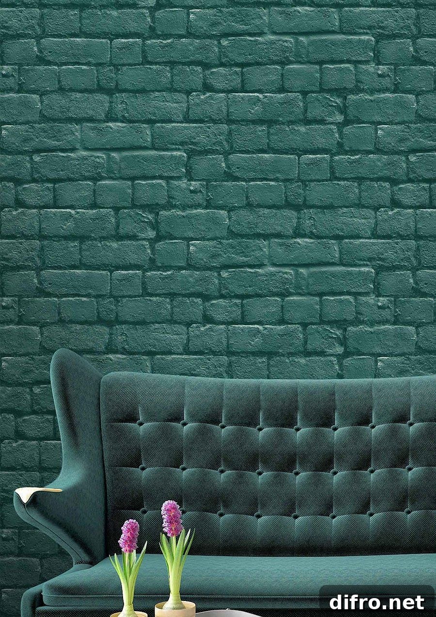 Colorful brick wallpaper options for bright interiors