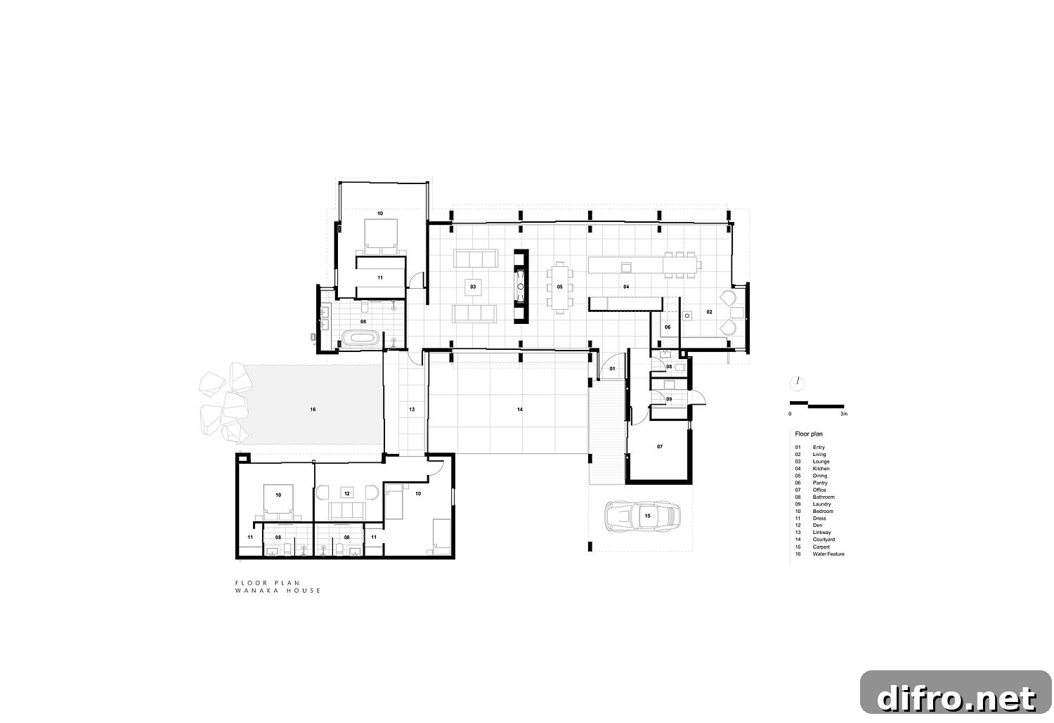 Floor plan of Wanaka House in New Zealand