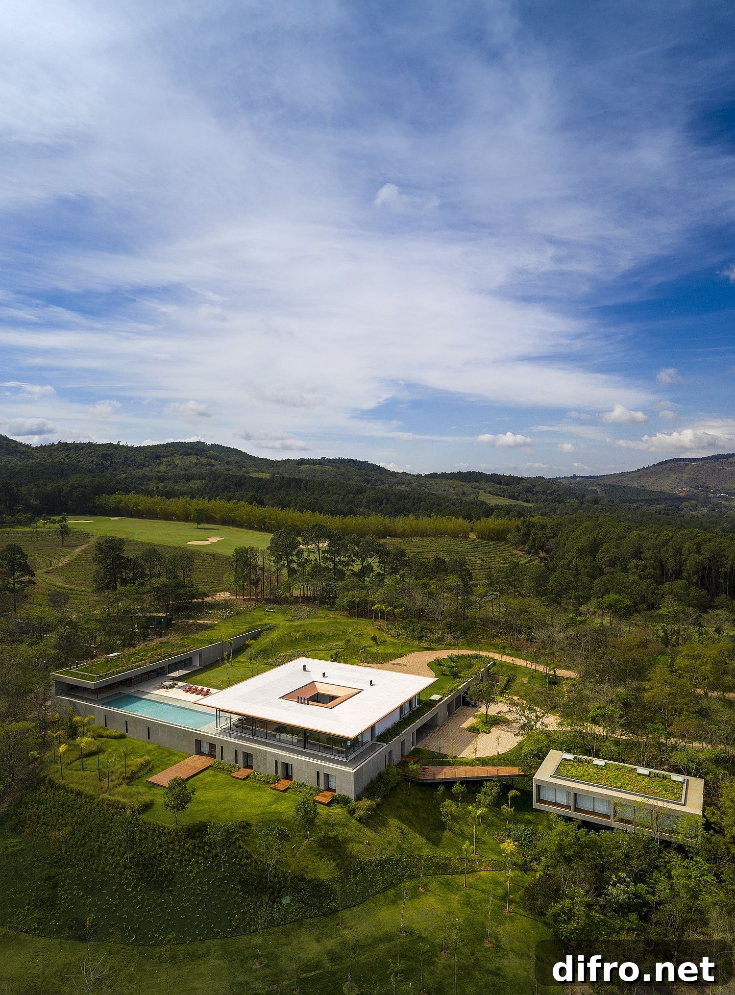 Natural green landscape and uneven terrain