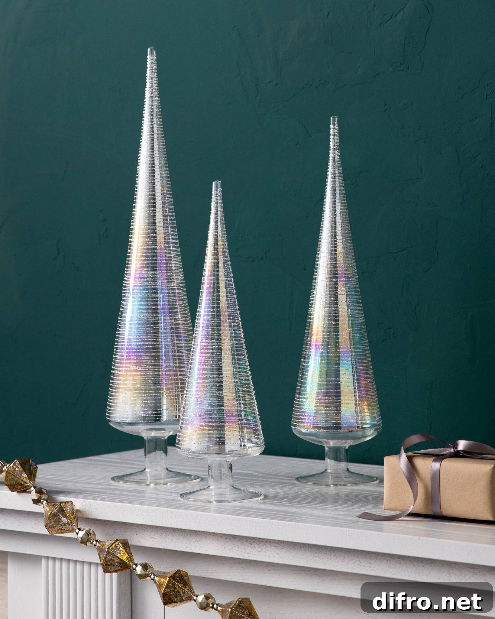 Iridescent glass tabletop trees
