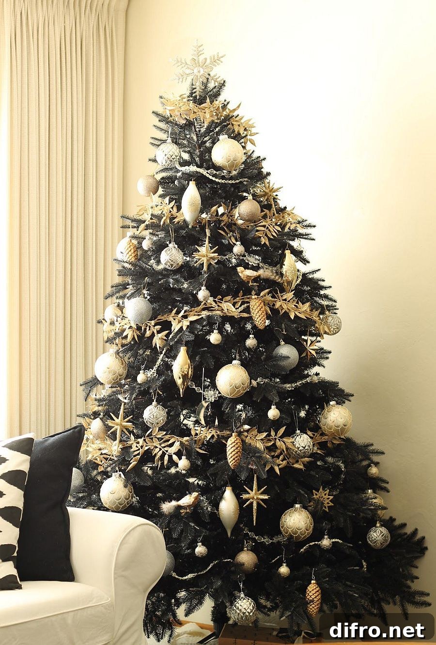 Christmas tree with decorations.