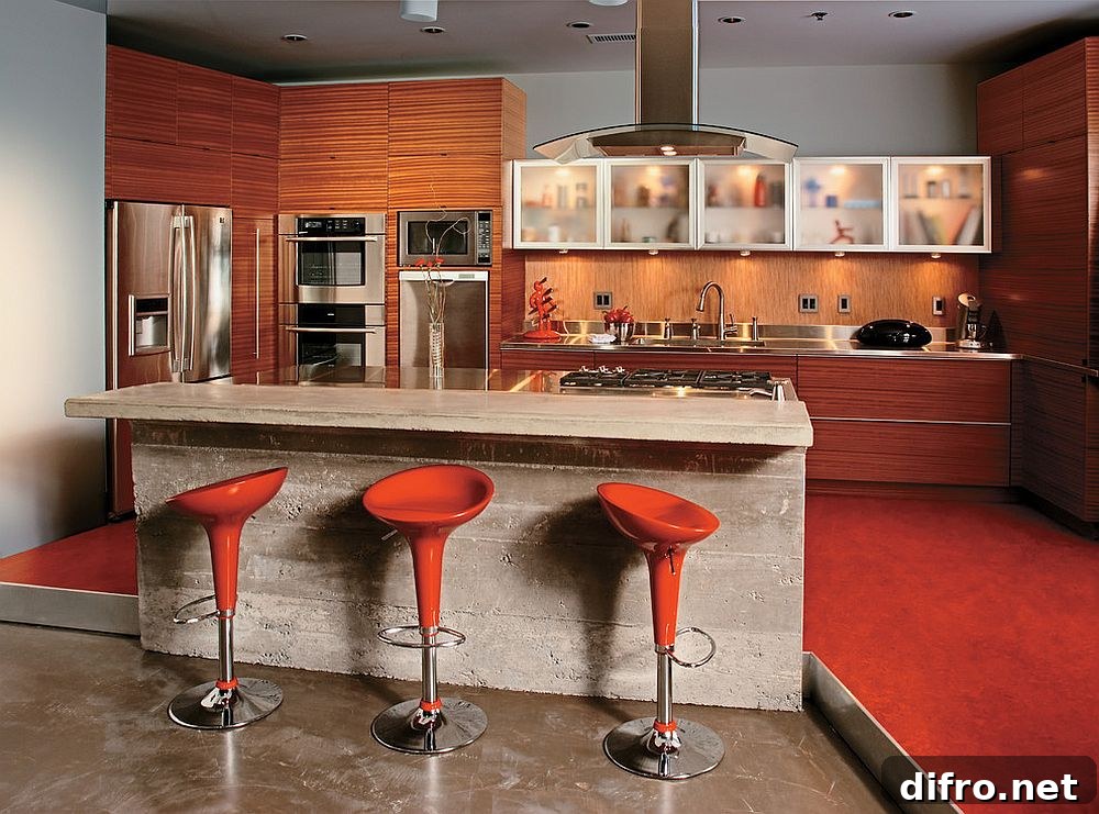 Iconic red swivel bar stool