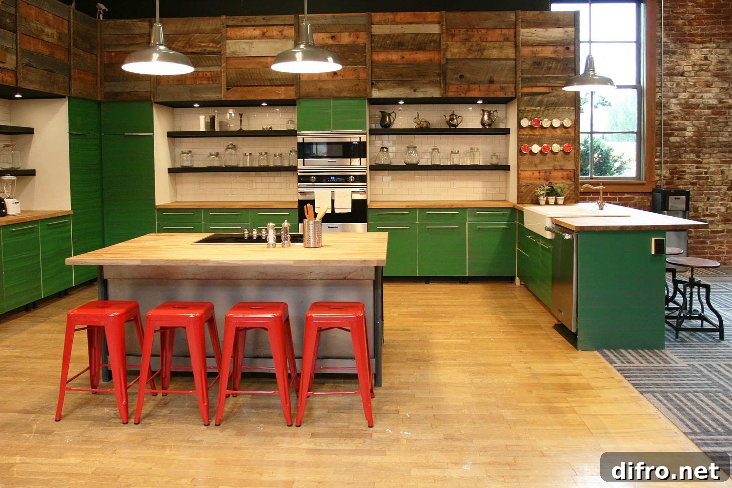 Backless industrial red bar stools