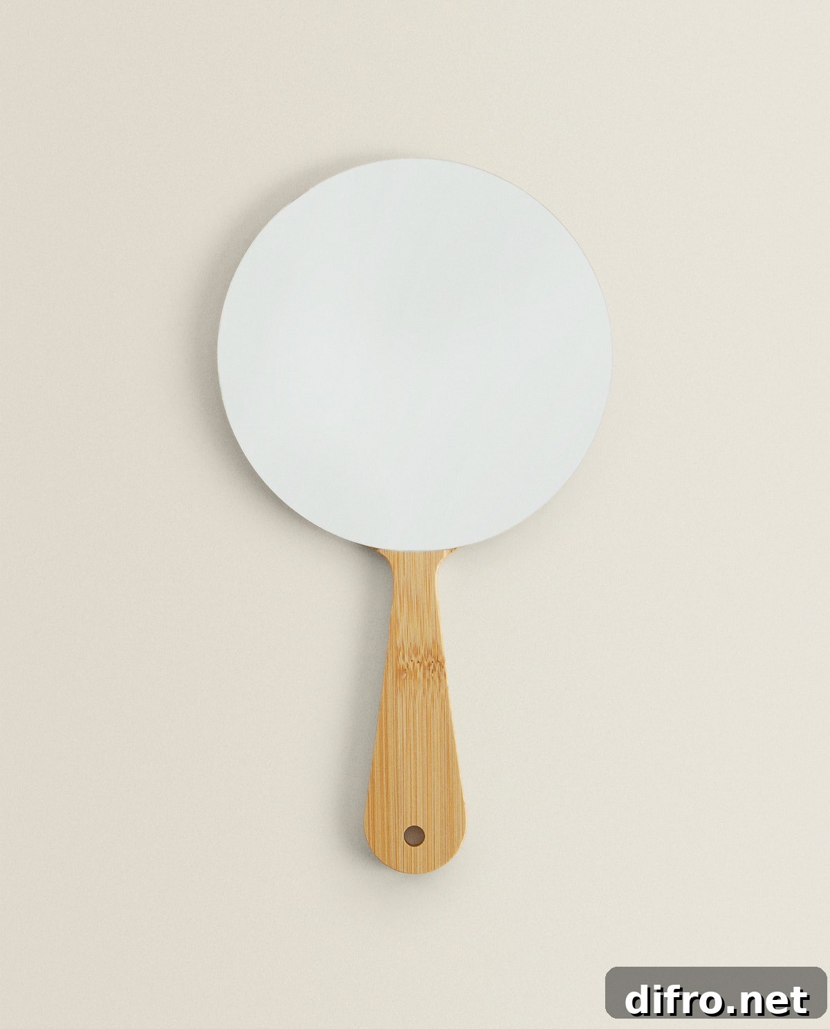 Wooden hand-held mirror