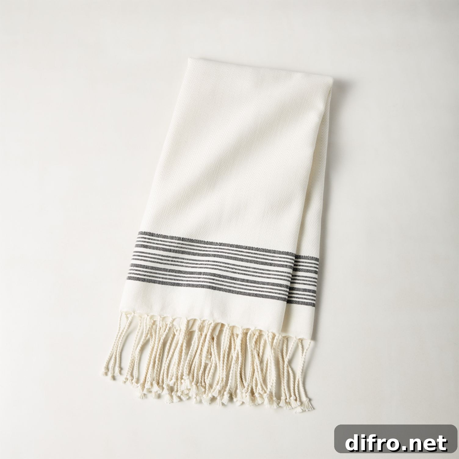 Striped cream hand towel