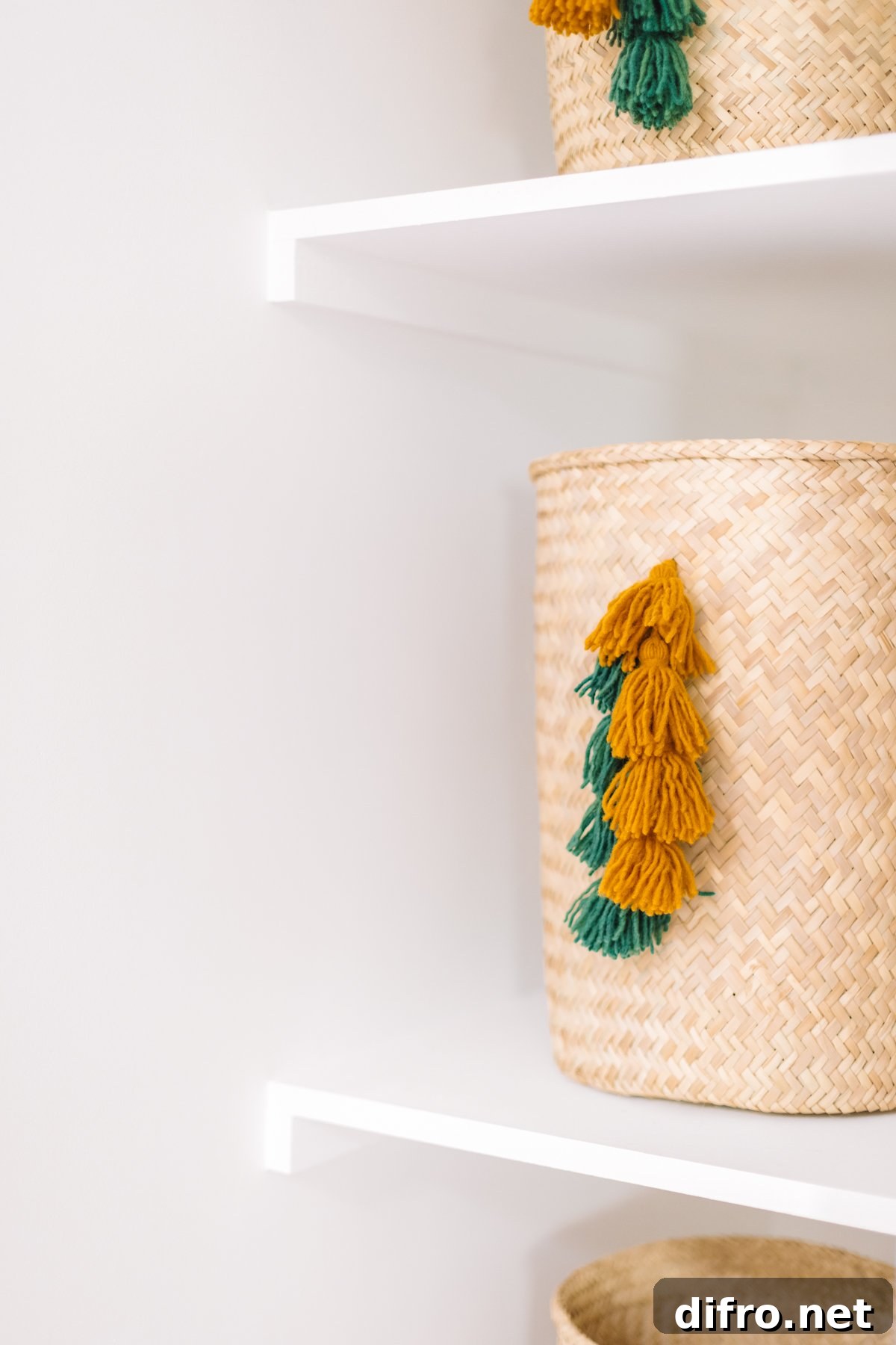 Storage baskets with tassels