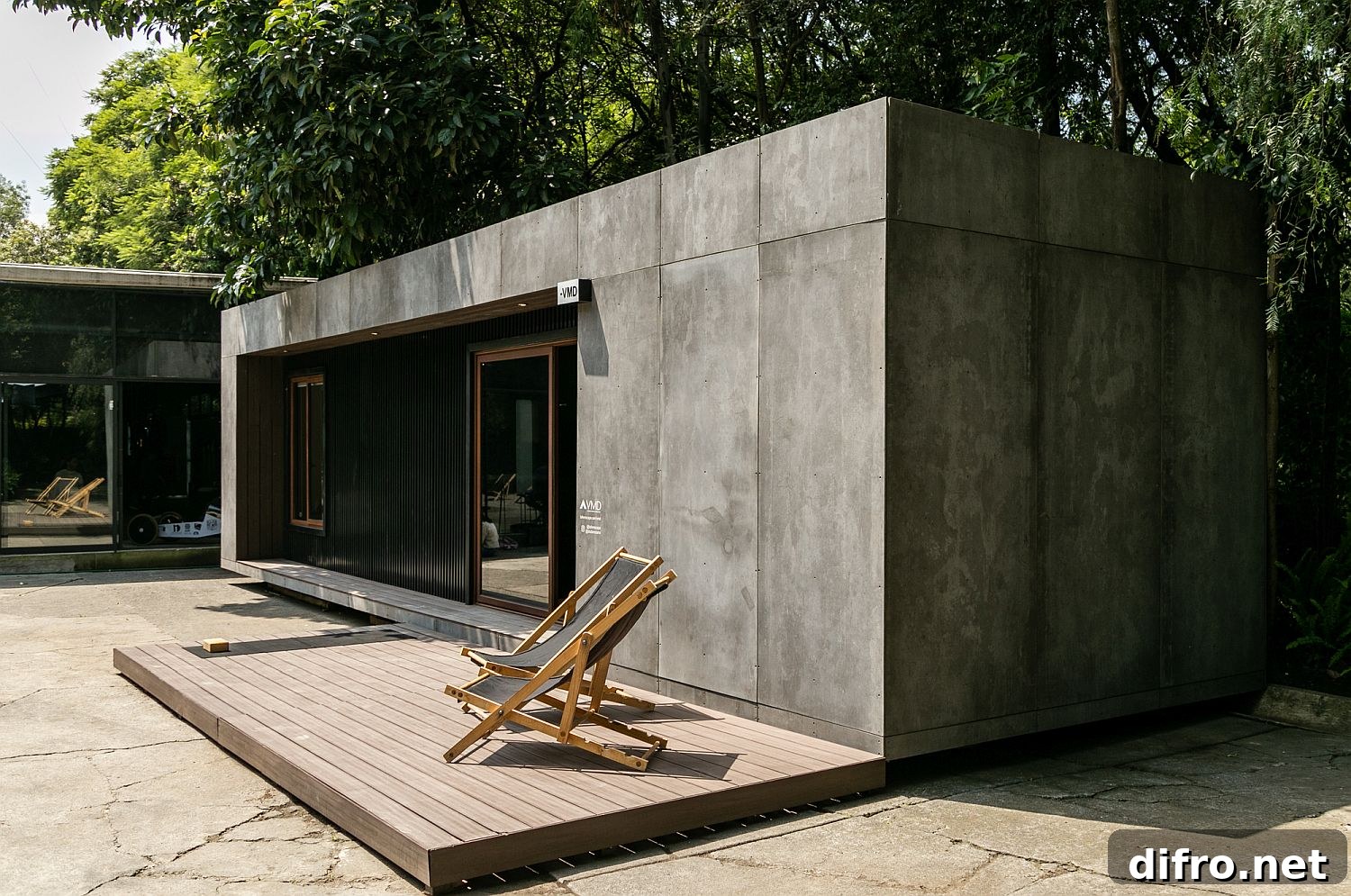 VMD Prefabricated House exterior showing dark modern facade and large glazed windows