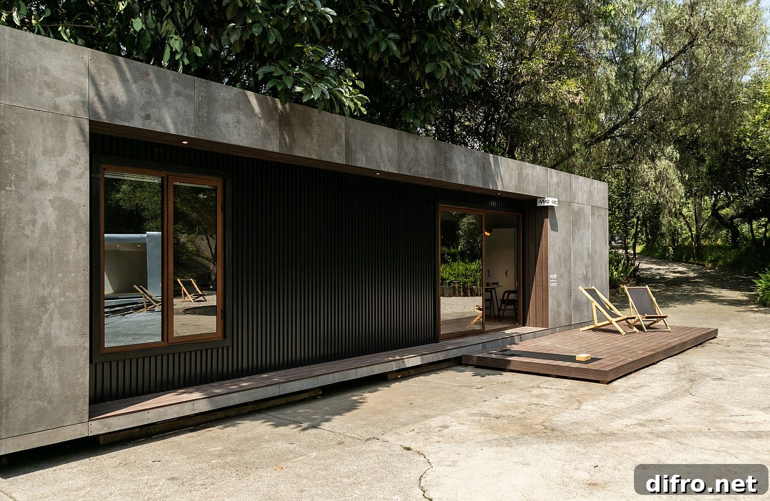 Sliding glass walls and windows bring natural light while offering privacy