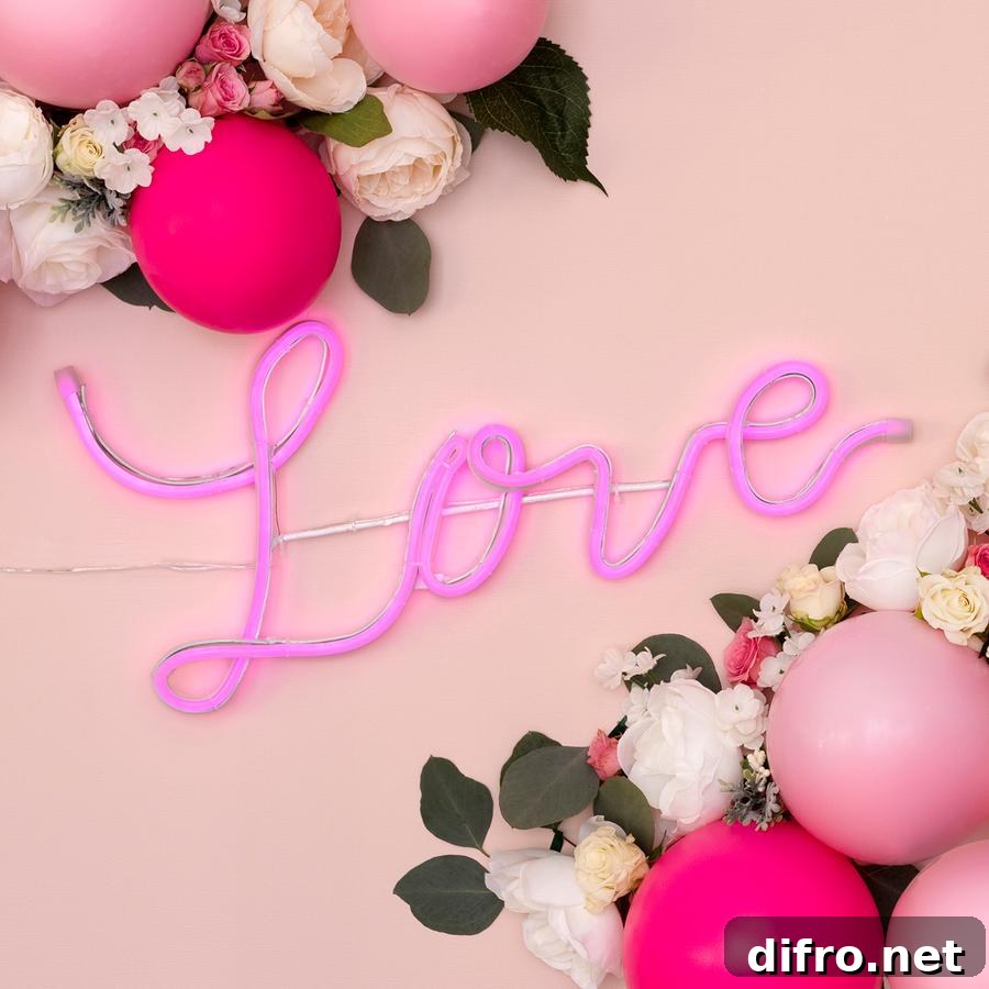 Neon pink love sign