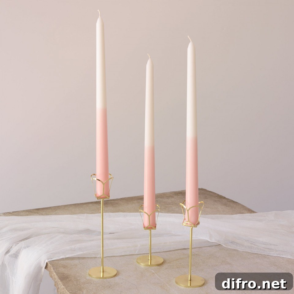 Blush ombre taper candles