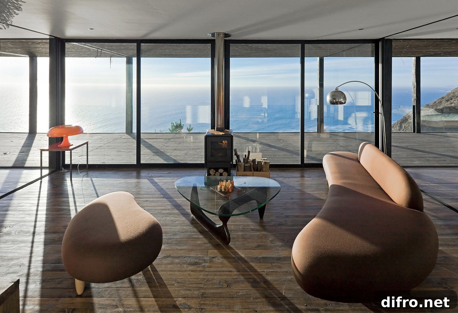 Living room with ocean view and privacy