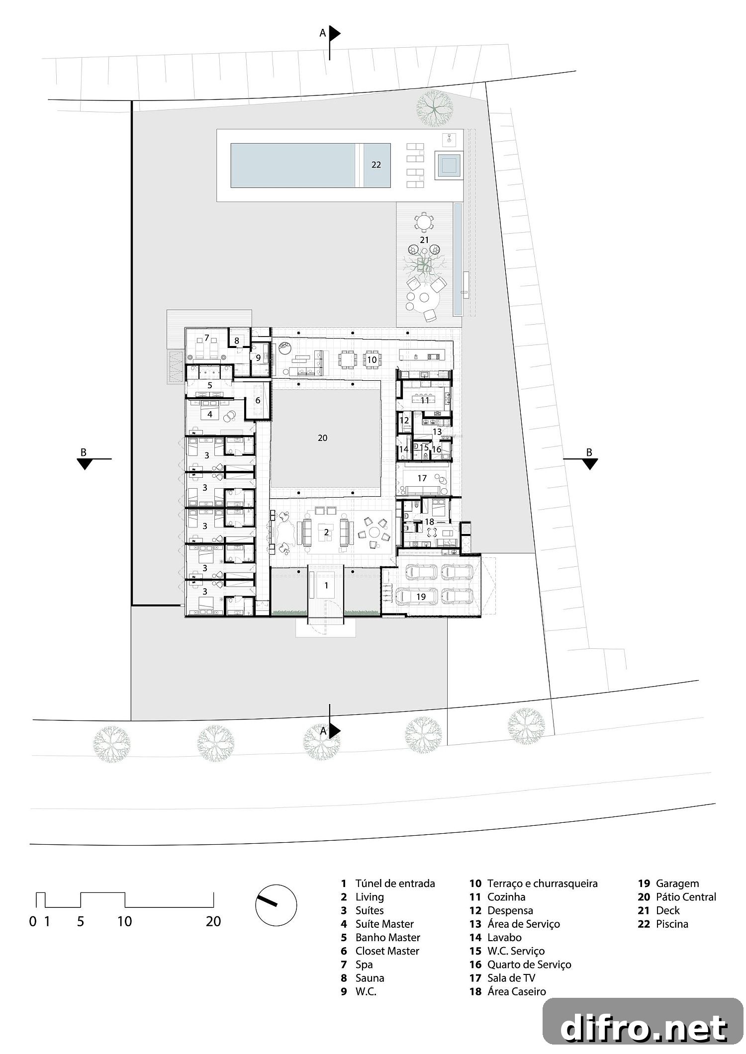 Floor plan of the Tunnel House in Brazil