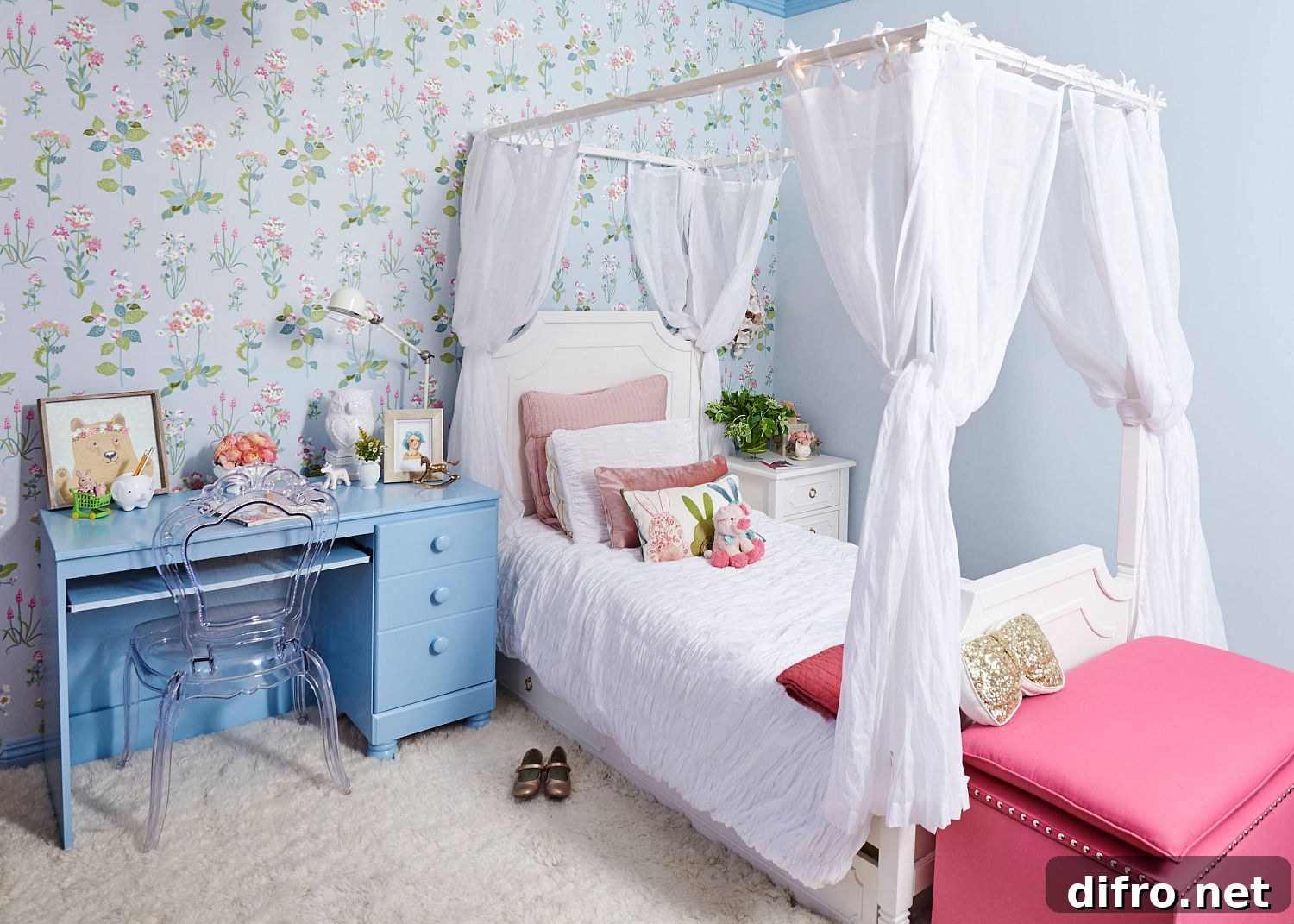Shabby chic bedroom that feels modern and unique