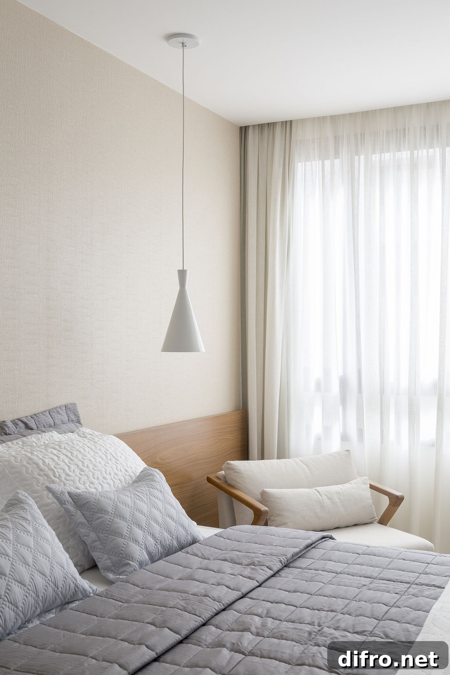 Bright bedroom bathed in natural light