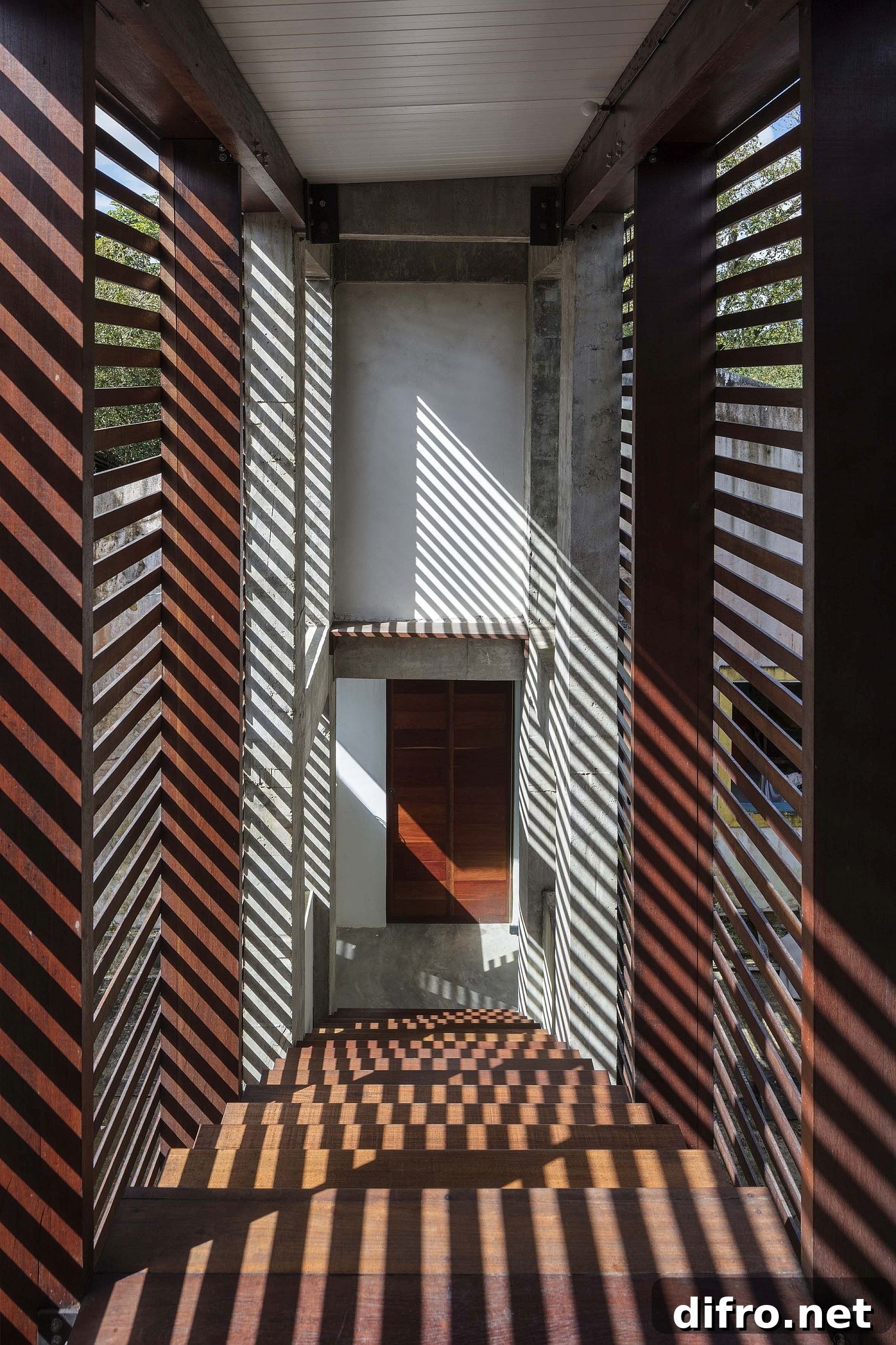 Wooden slats filtering sunlight