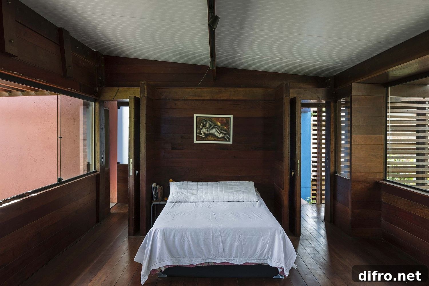 Serene bedroom with natural materials