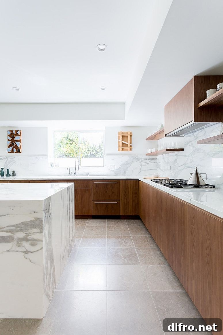 Marble makes a grand statement in a modern kitchen