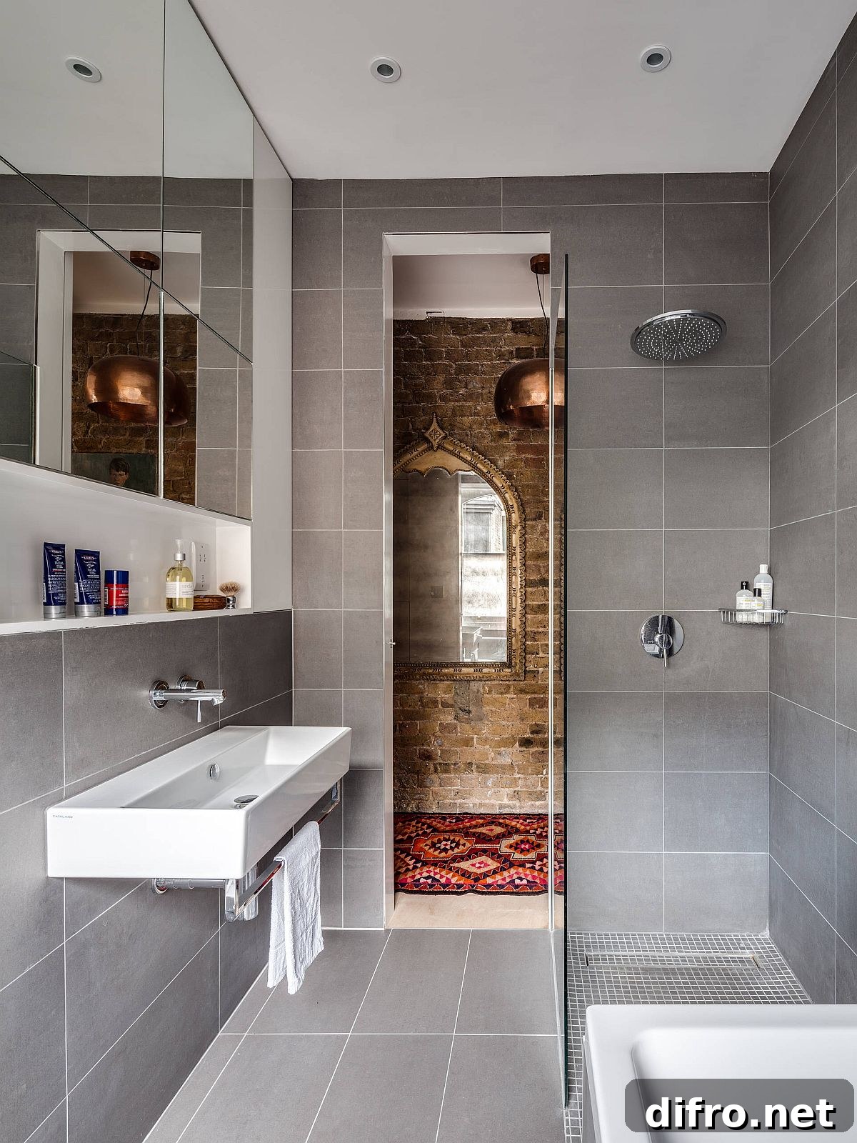 Small grey bathroom.