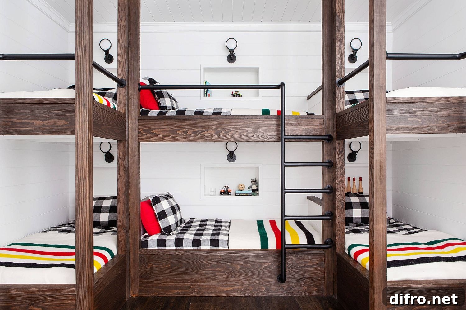 Wall of bunk beds