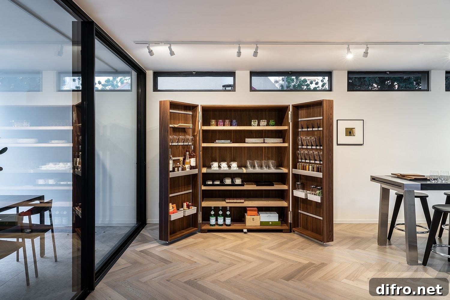 Custom pantry and storage for the kitchen in wood saves space
