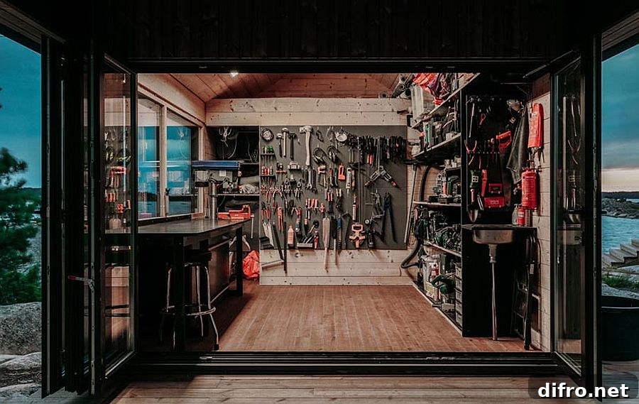 Garage and storage adjacent to the cabin