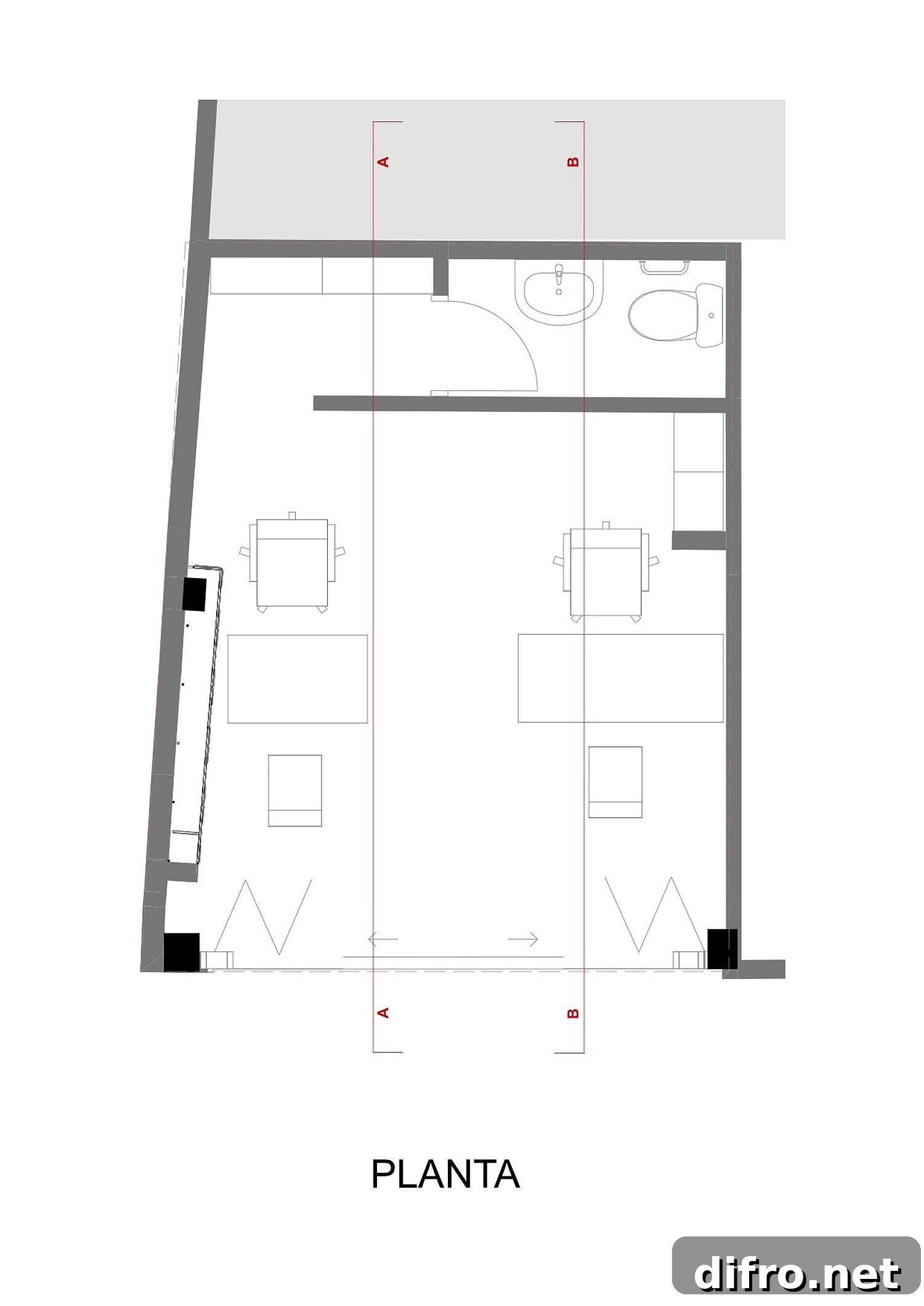 Design plan of FB+ estudio Office in Ecuador