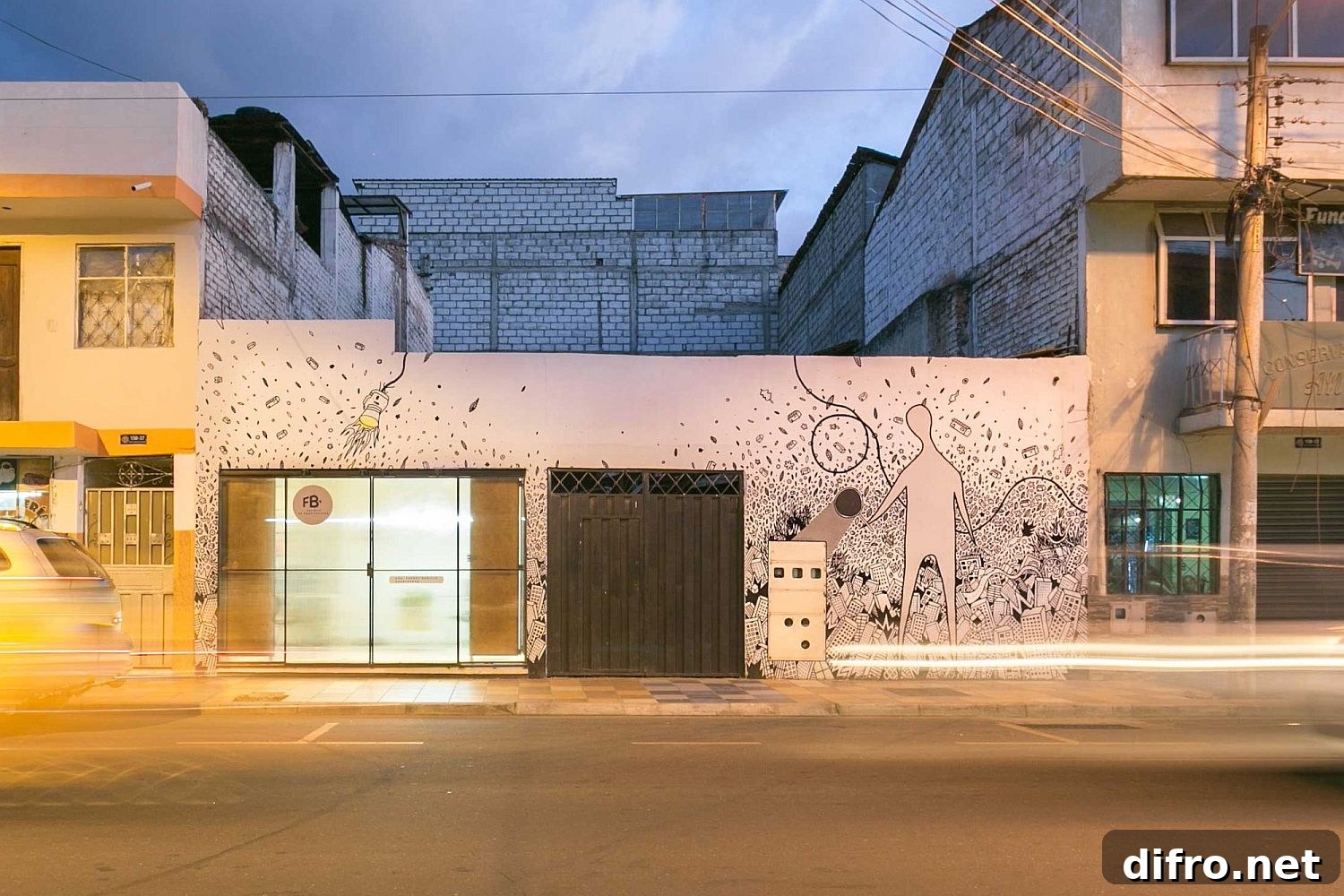 Wall mural aims to integrate the office with the cityscape while giving it a unique look