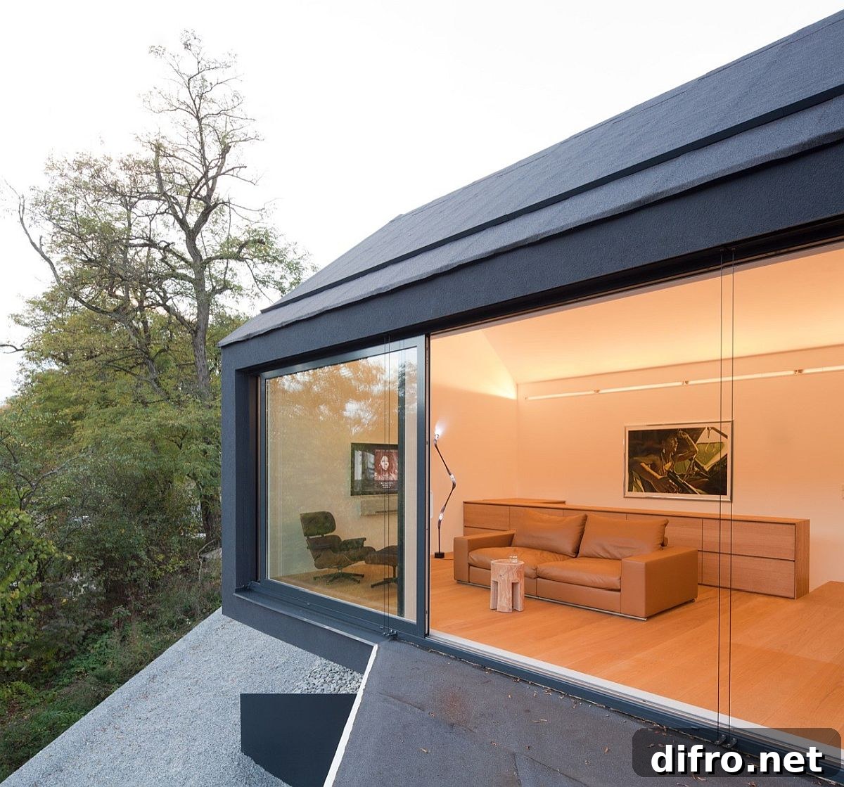 Floor-to-ceiling sliding glass doors of the Studio House