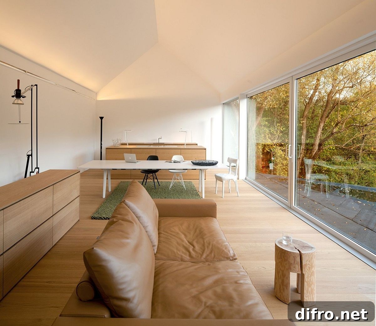 Open plan living area of the Studio House in Germany
