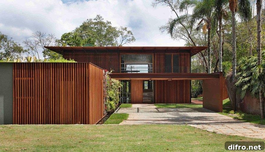 Open and modern design of the House in Itaipava with vernacular Brazilian Charm