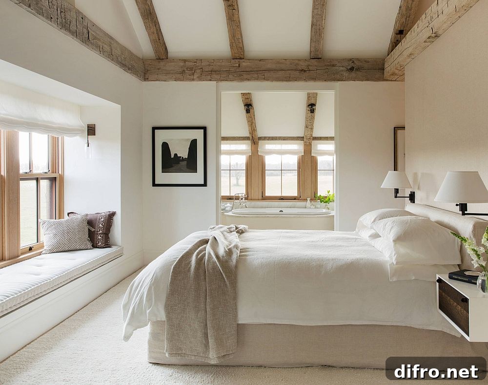 Tranquil white and wood bedroom idea