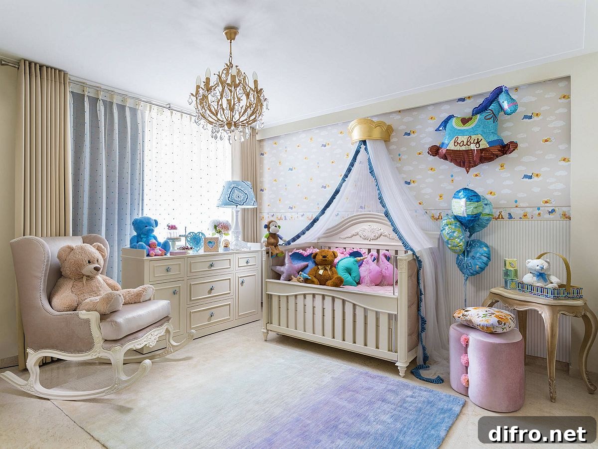 Eclectic nursery using a limited color palette