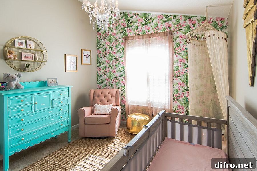 Shabby chic and tropical nursery mix